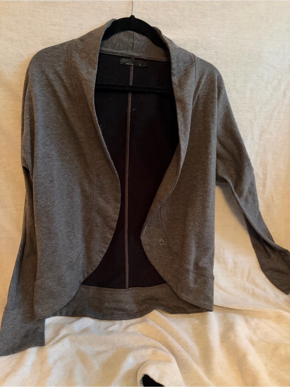 Prana Gray Open Drape Front Cardigan